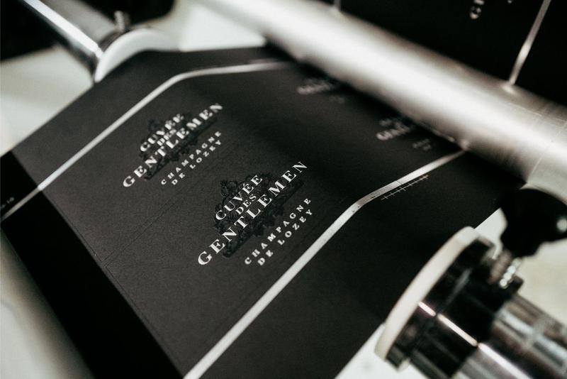Champagne De Lozey Cuvée des Gentlemen label being printed