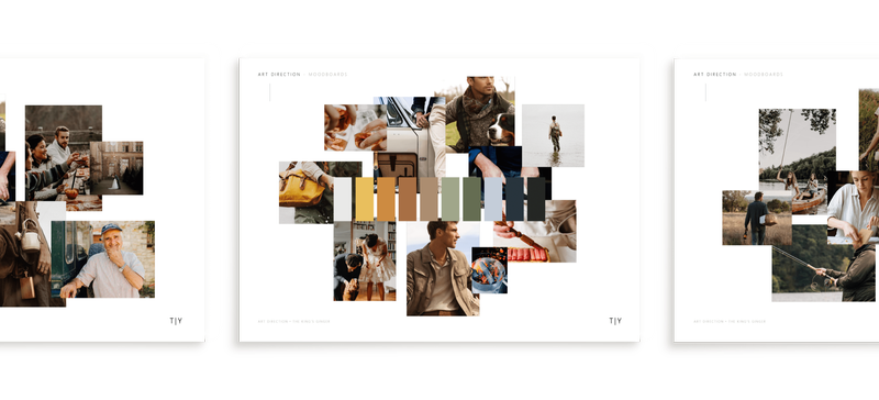 Mockup of TY Studio art direction moodboards for The King's Ginger photography