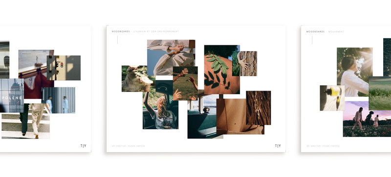 Mockup of TY Studio art direction moodboards for Pichon Comtesse photography